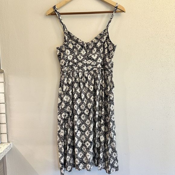 VINCE Dress Womens 6 Floral Print Knee Length Sundress Sleeveless Black - Picture 8 of 16